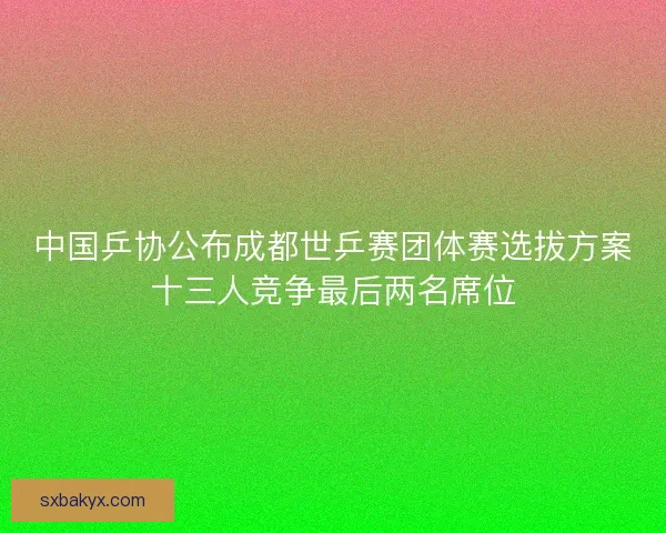 中国乒协公布成都世乒赛团体赛选拔方案十三人竞争最后两名席位